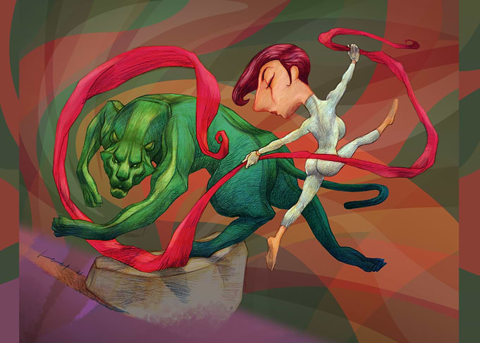 Fight with green tiger