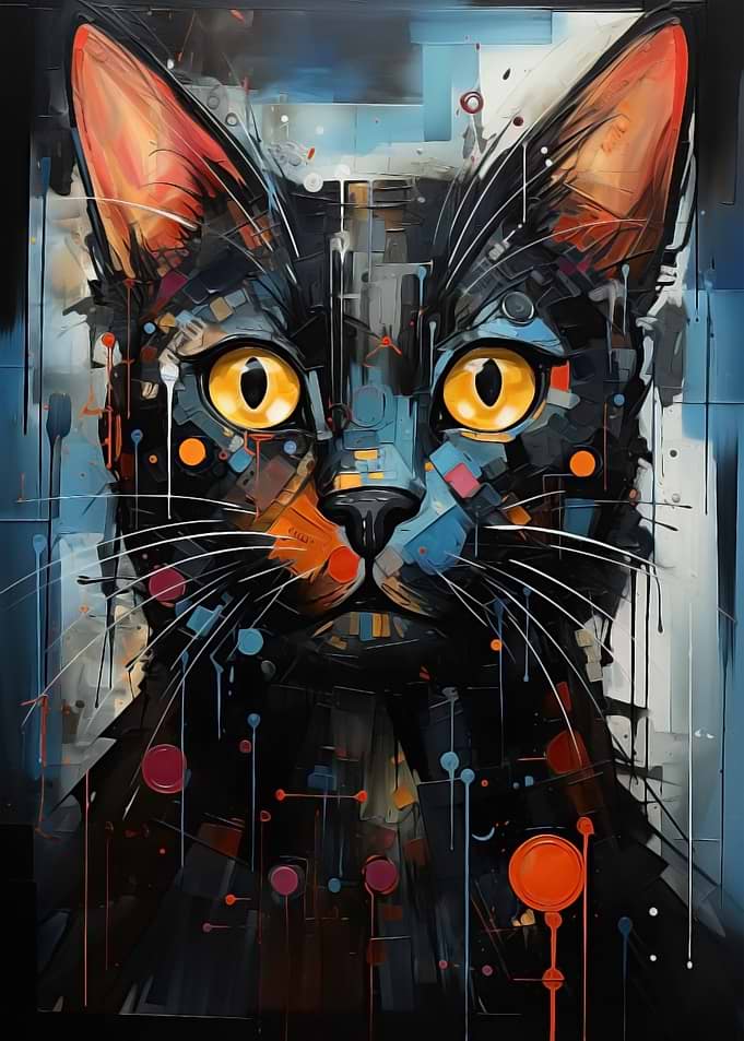 Abstract cat vivid colors