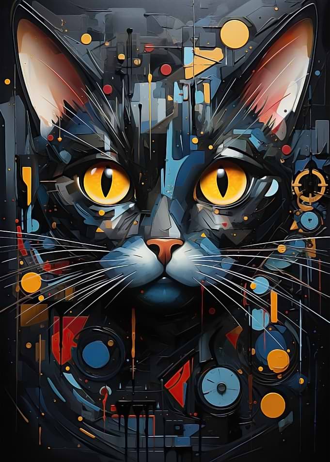 Abstract cat vivid colors
