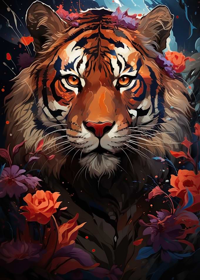 tiger colorful tones
