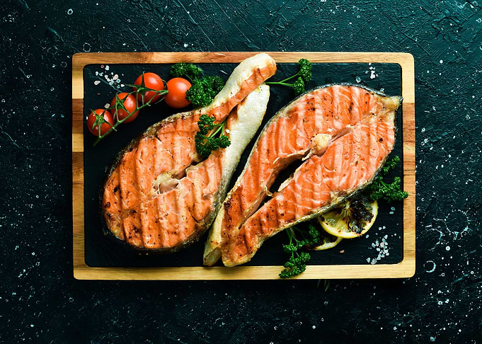 Grilled fish steak