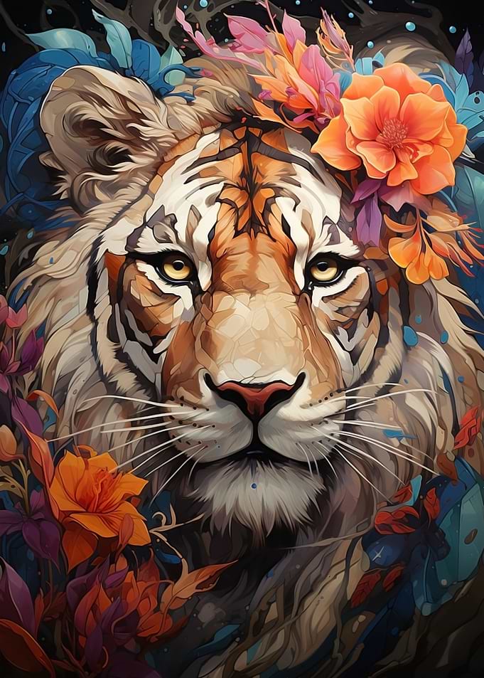 tiger colorful tones