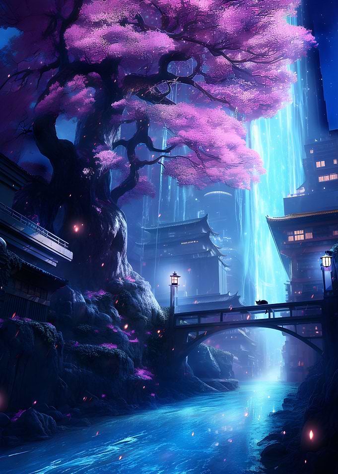 Japanese Sakura Neon Art