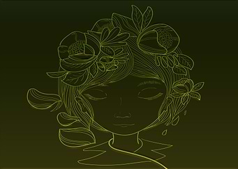 Girl flowers sadness