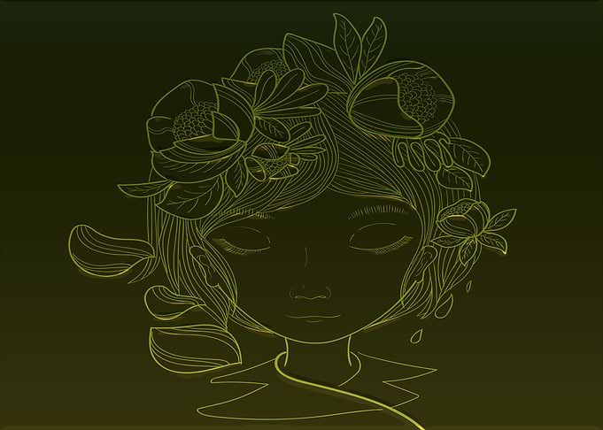 Girl flowers sadness
