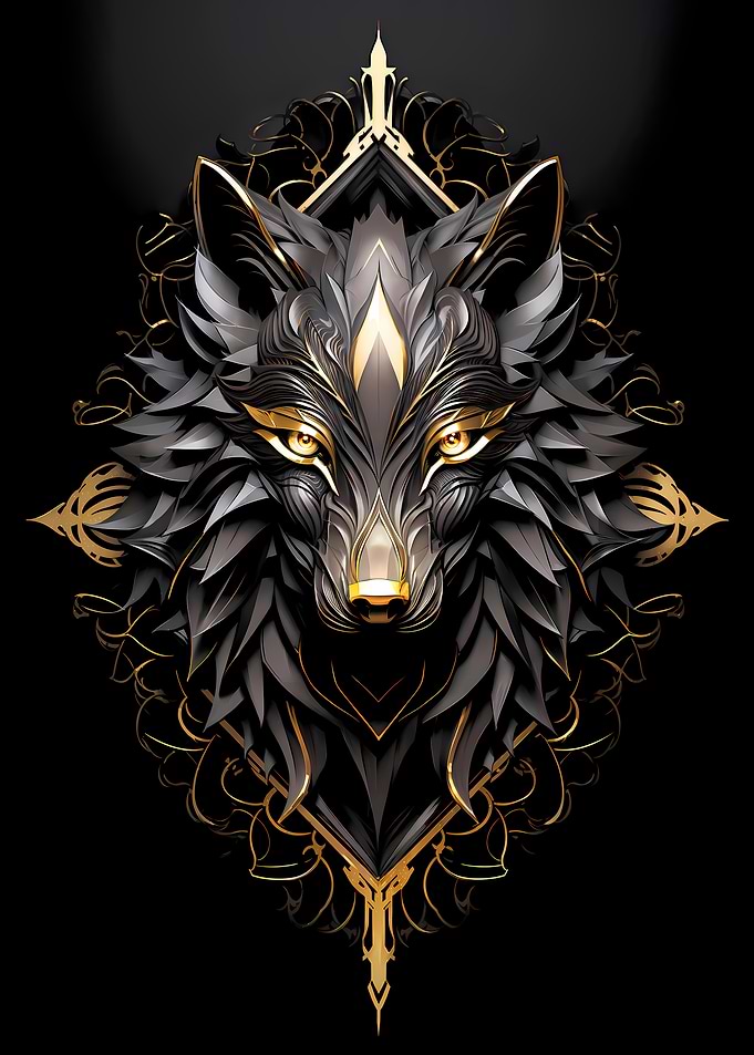 Wild Black Golden Wolf