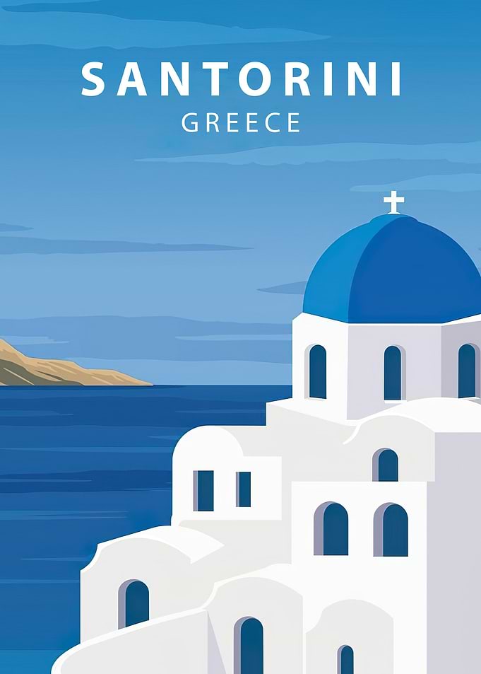 Santorini Travel Poster