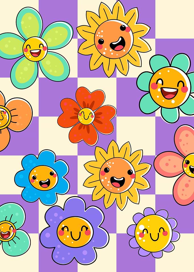 Purple Plaid Hippie Floral