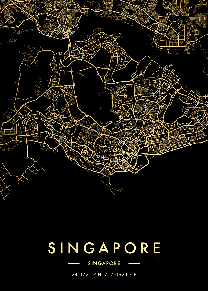 Singapore City Map Gold