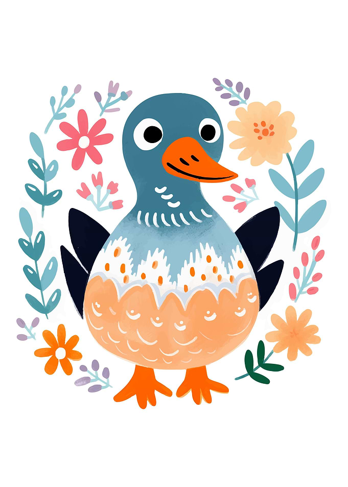 cute duck boho animal