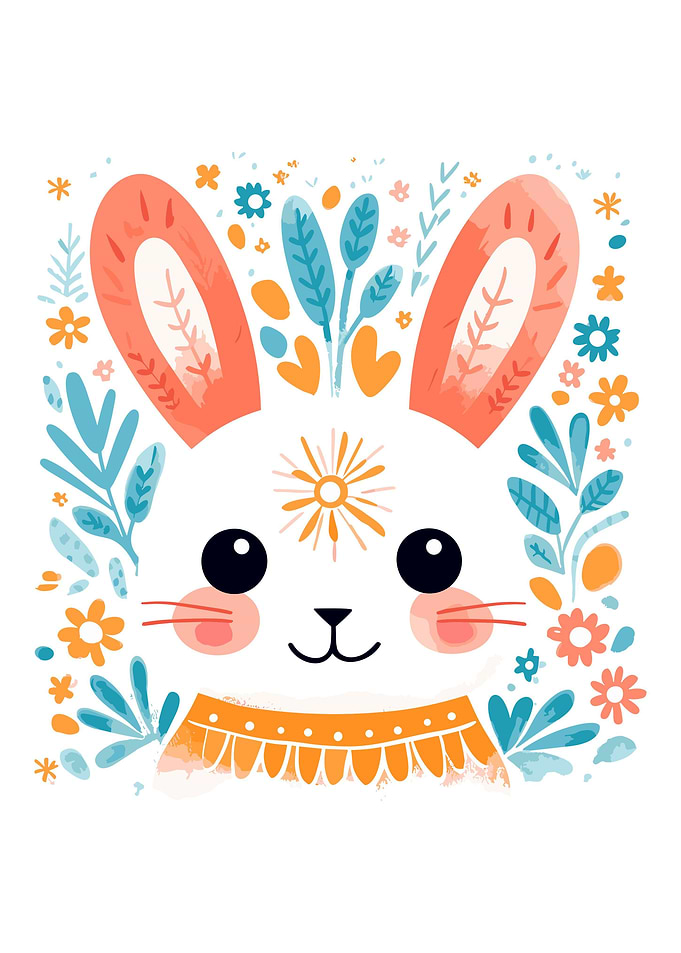 Cute rabbit boho animal