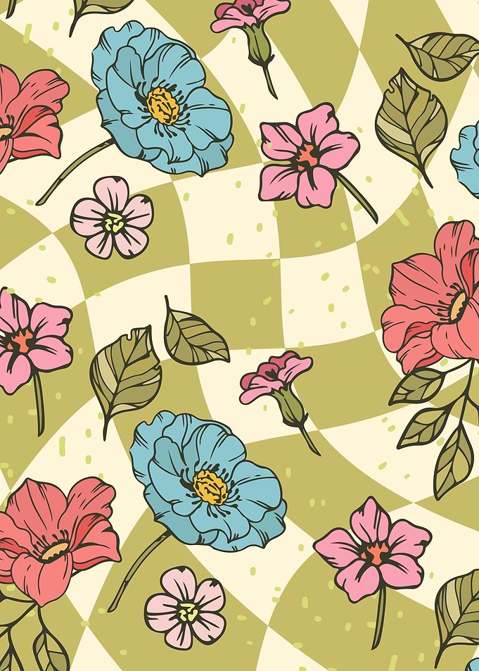 Vintage Floral Sage Plaid