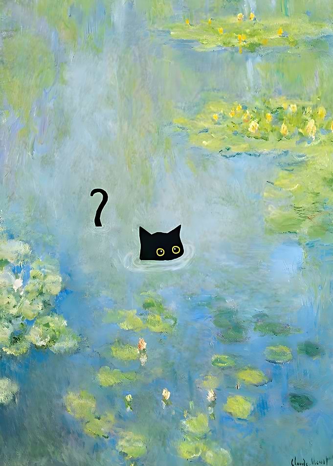 Monet Water Lily Pond Cat