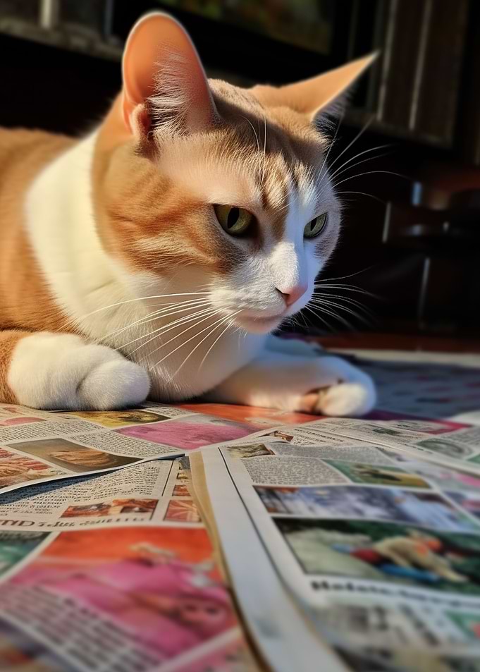 Reading Cat Illustration