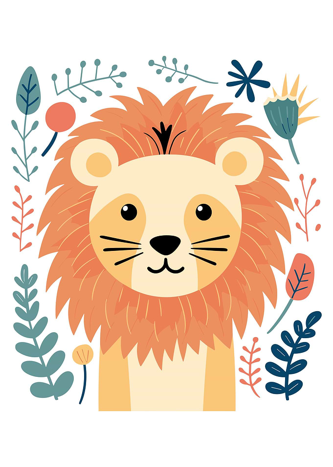 Cute Lion Boho Animal