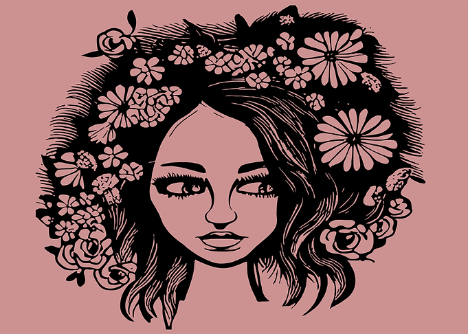 Girl and flowers