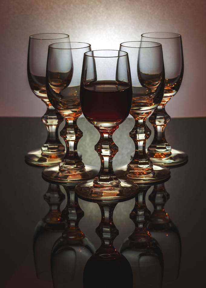 Glass and wine
