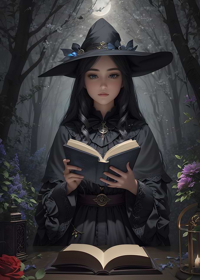 Vintage Witch Reading