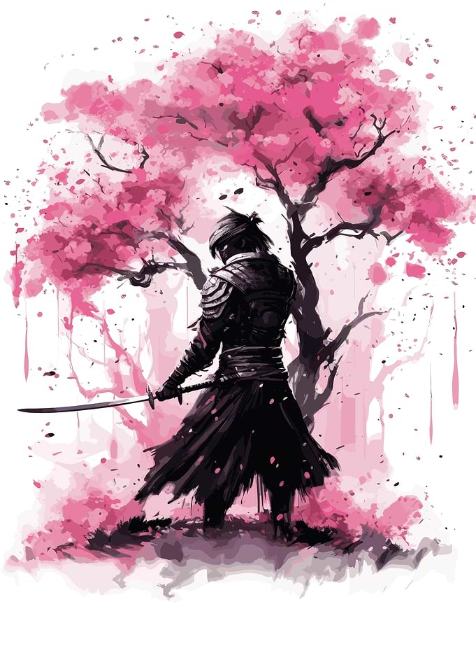 Aquarelle Sakura Samurai