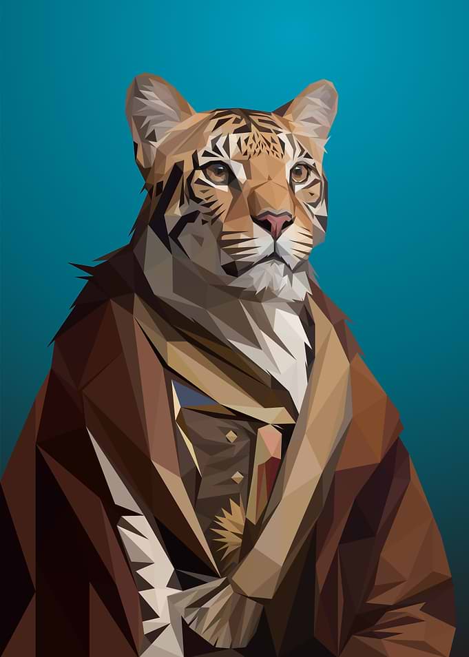 Low poly tiger monk