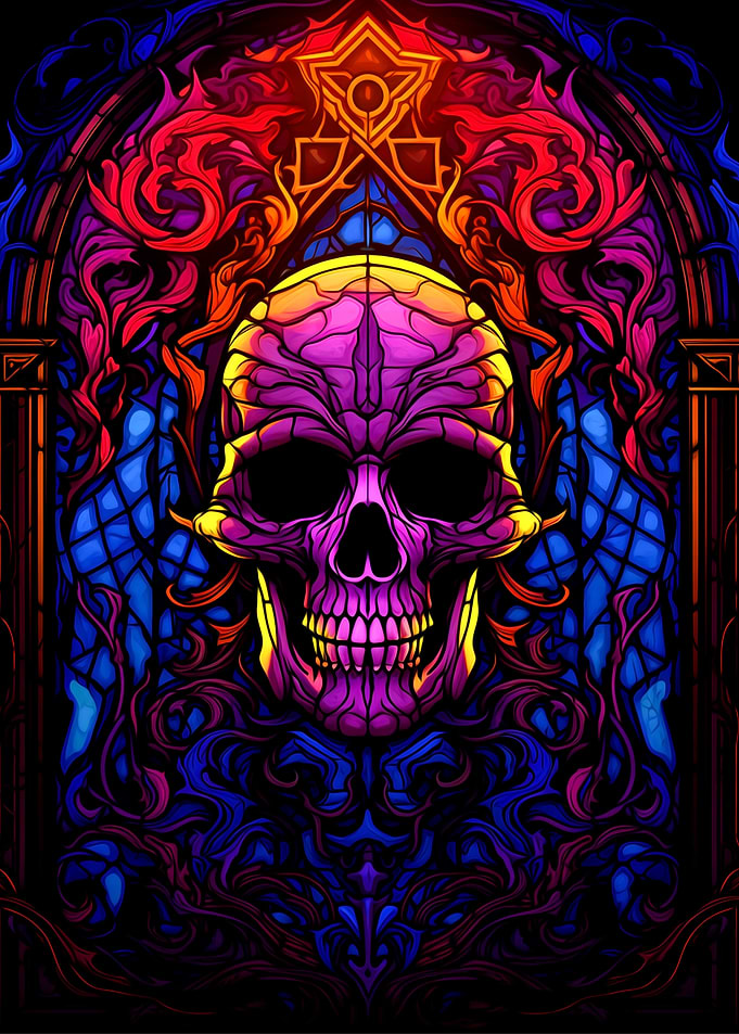 Stained Glass Skull