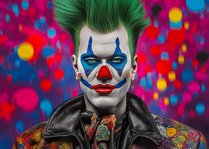Colorful sad clown