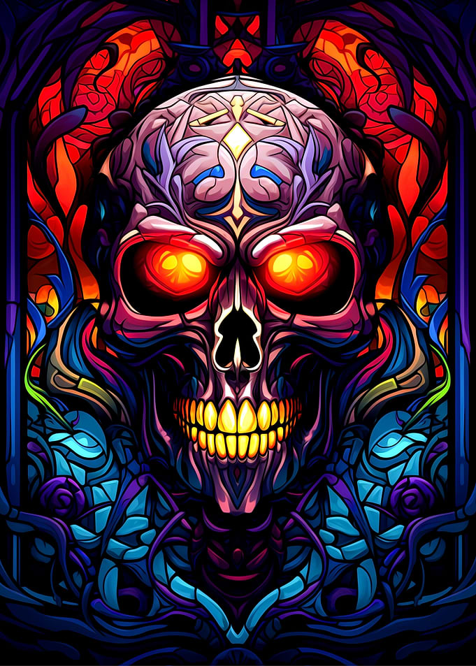 Stained Glass Skull