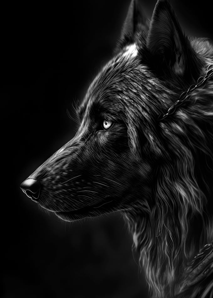 black wolf face art