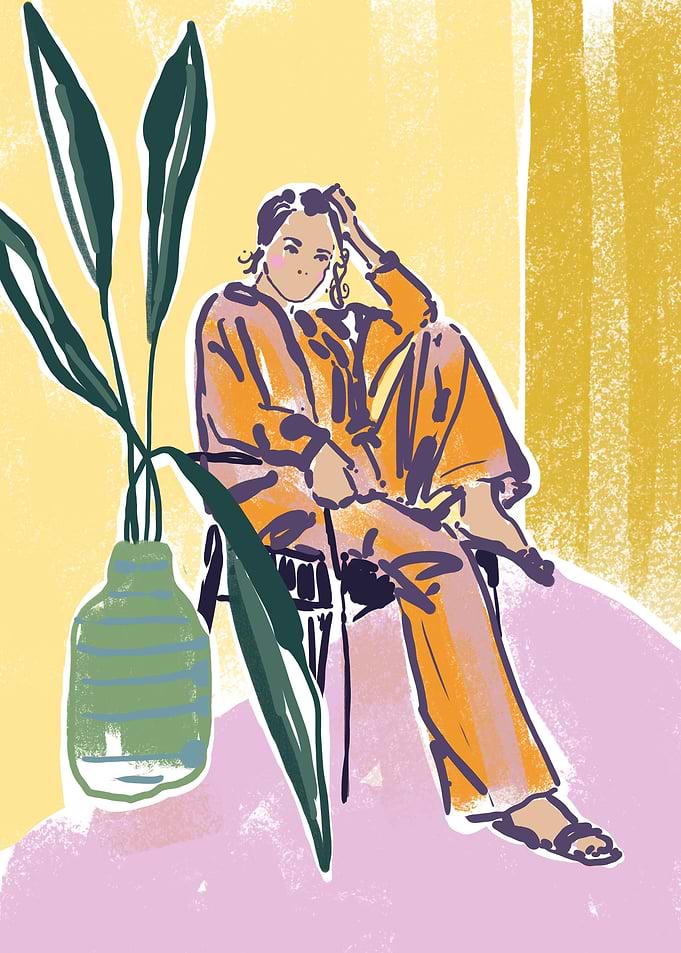 Woman wearing pajamas