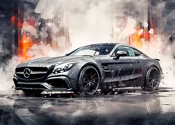 Grey Mercedes Watercolor