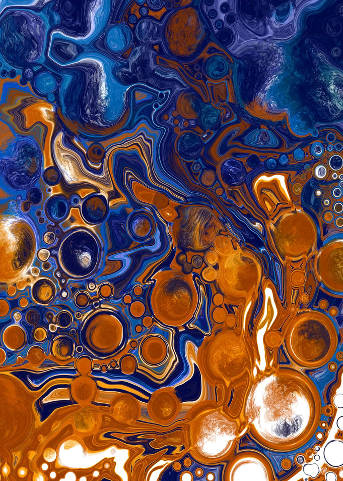 Blue and Copper Fluid Art