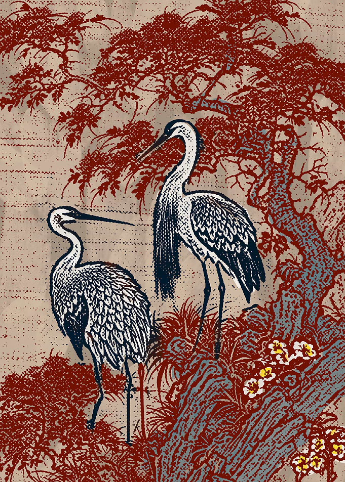 Two cranes in love