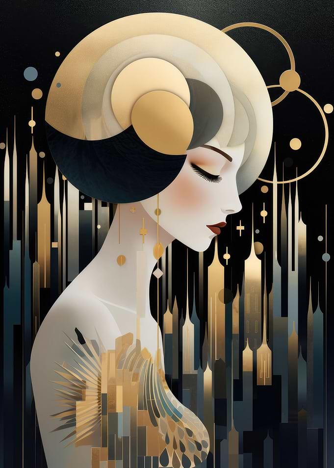 Golden Deco City Lady