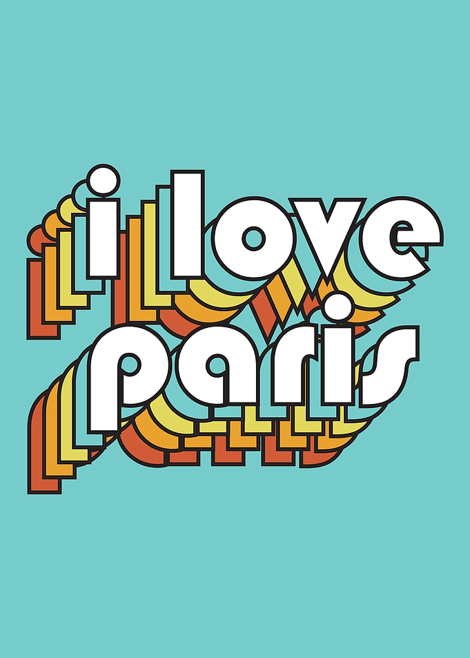 I Love Paris Retro Style