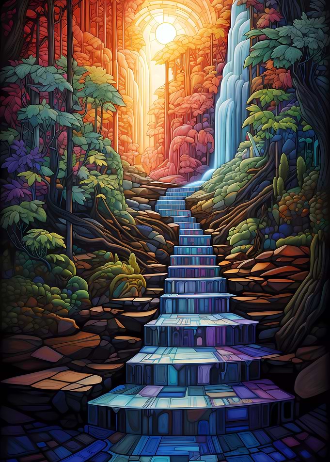 Waterfall stairs