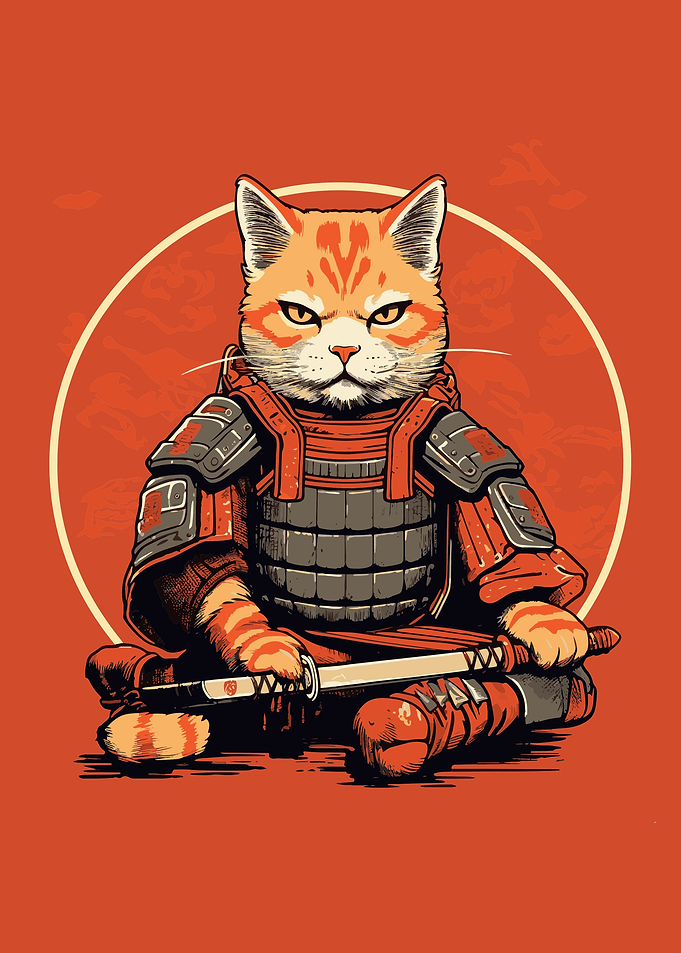 cat baby samurai japan
