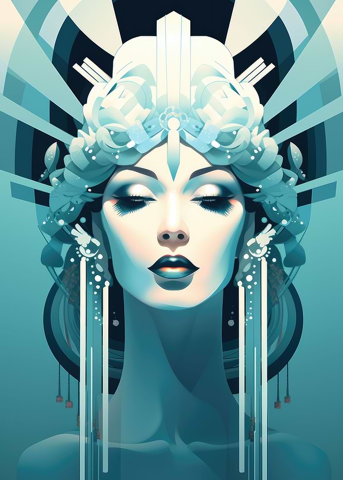 Blue Deco Lady in Elegance