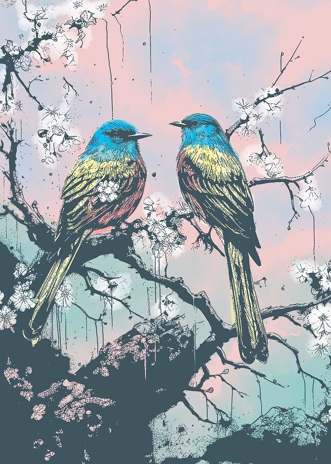 2 birds and cherry blossom