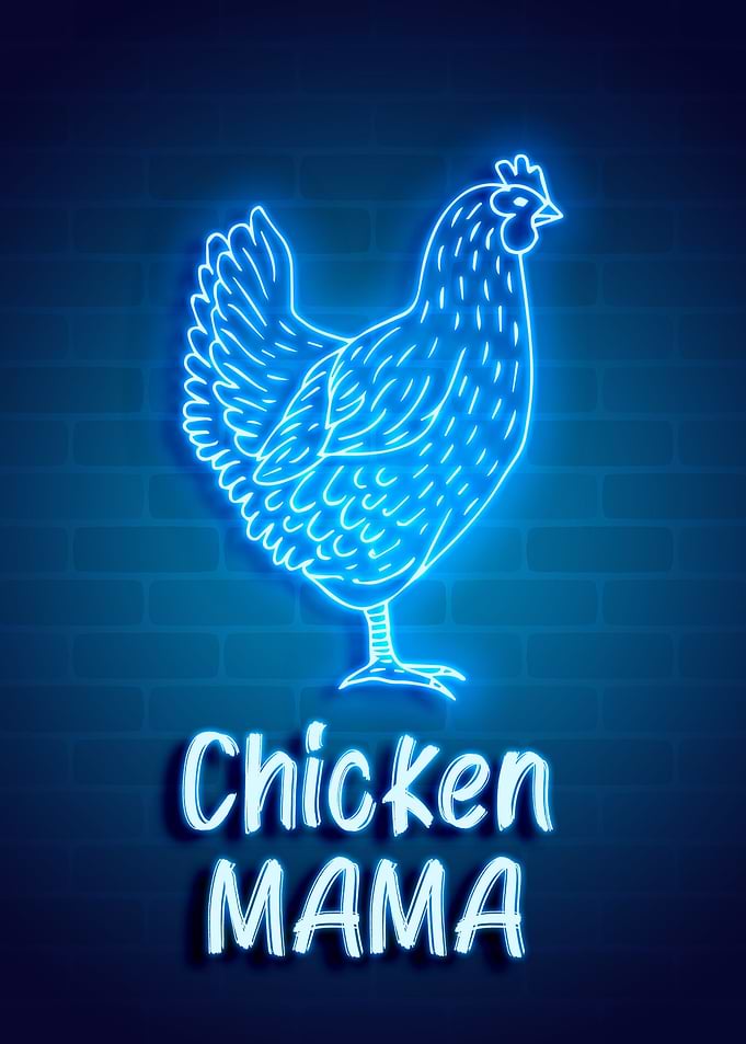 Chicken mama retro neon