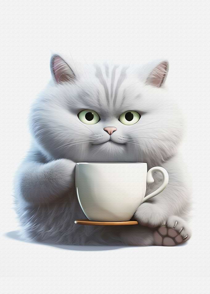 Funny Fat Cat Drinking