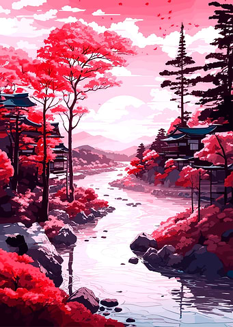 A River And Autumn Trees