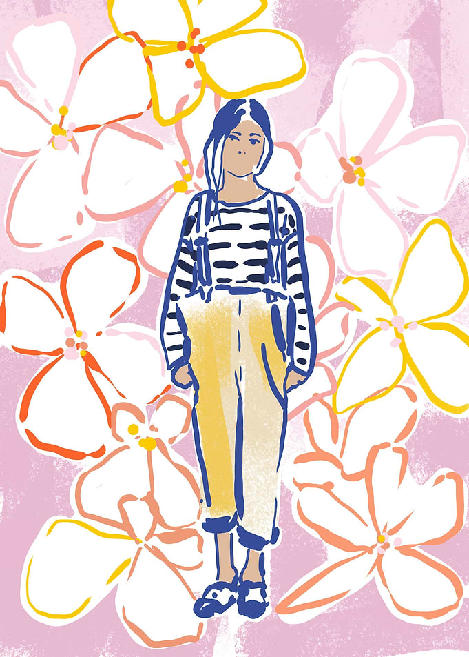 Girl with yellow pants