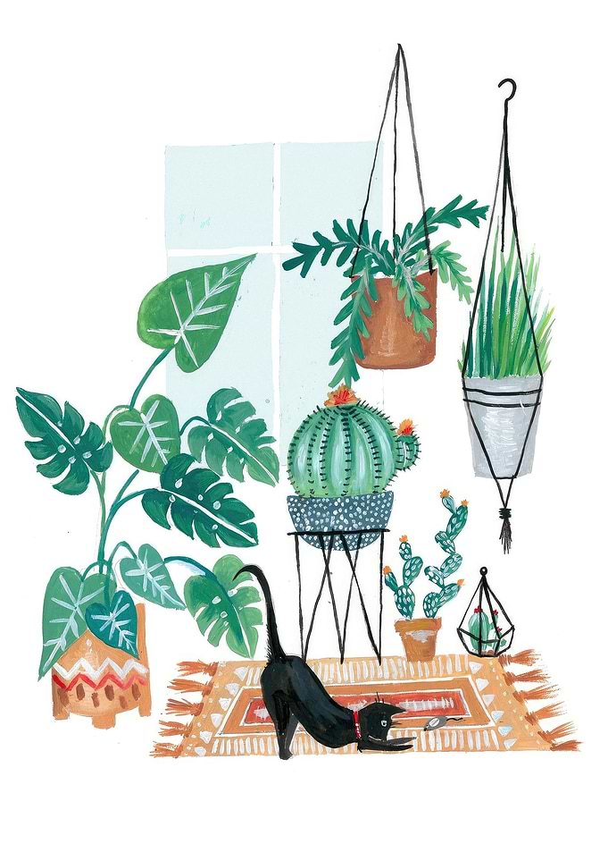Cat Botanical Art