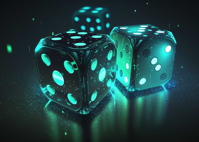 Futuristic Blue Dice Cube