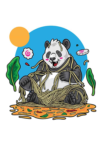 Panda Playing Noodles