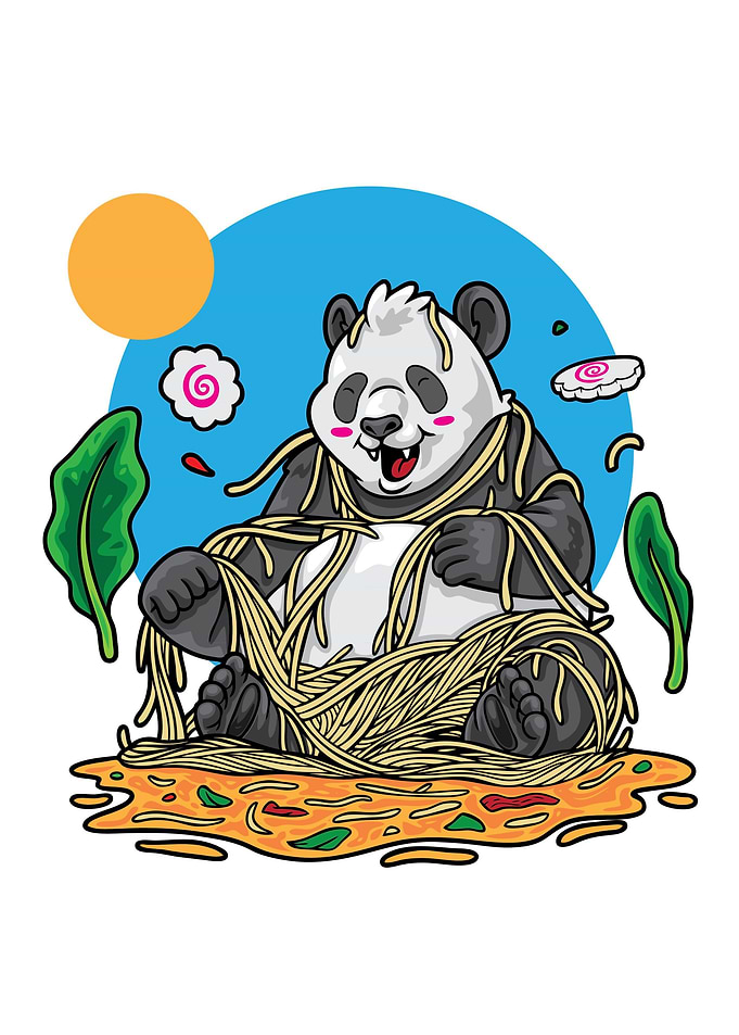 Panda Playing Noodles