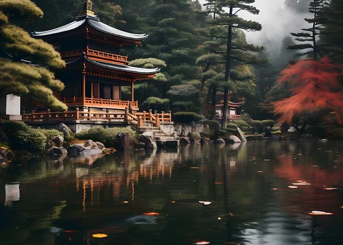 Japanese temple in October