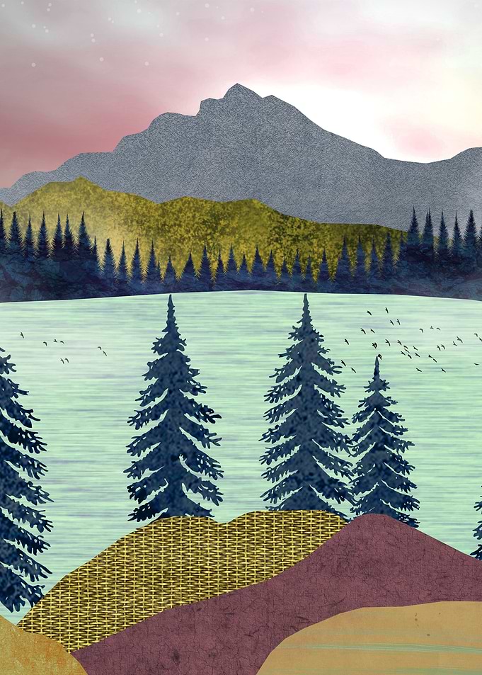 Red Sky Lake Landscape