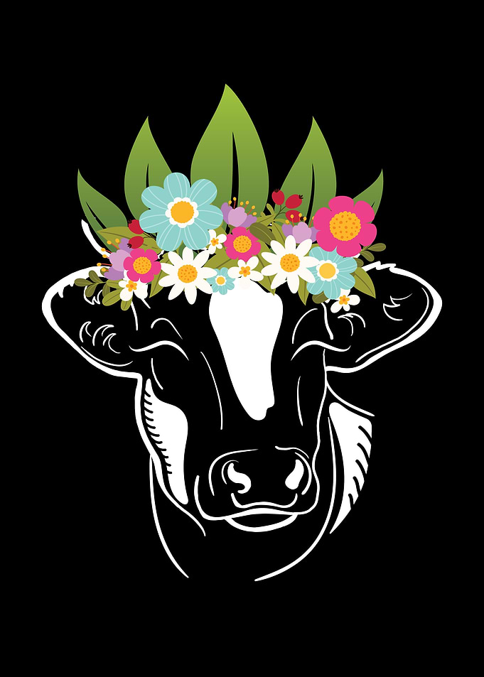 Flowers Cow Cows Farmer