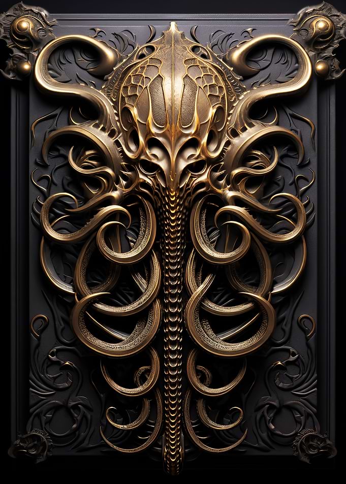 Golden Cthulhu Kraken Art